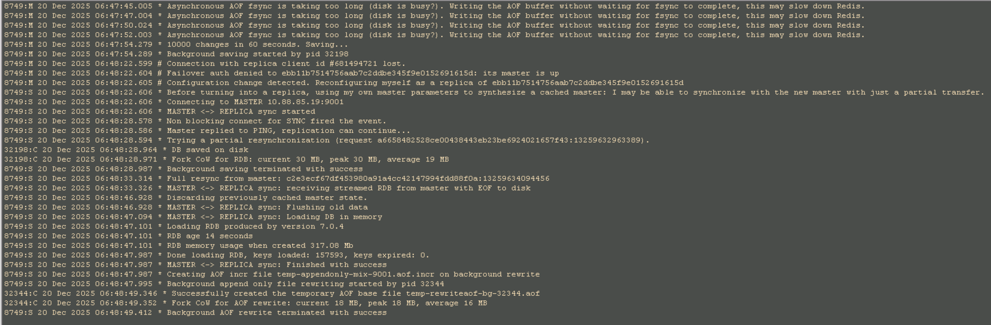 Redis集群节点日志